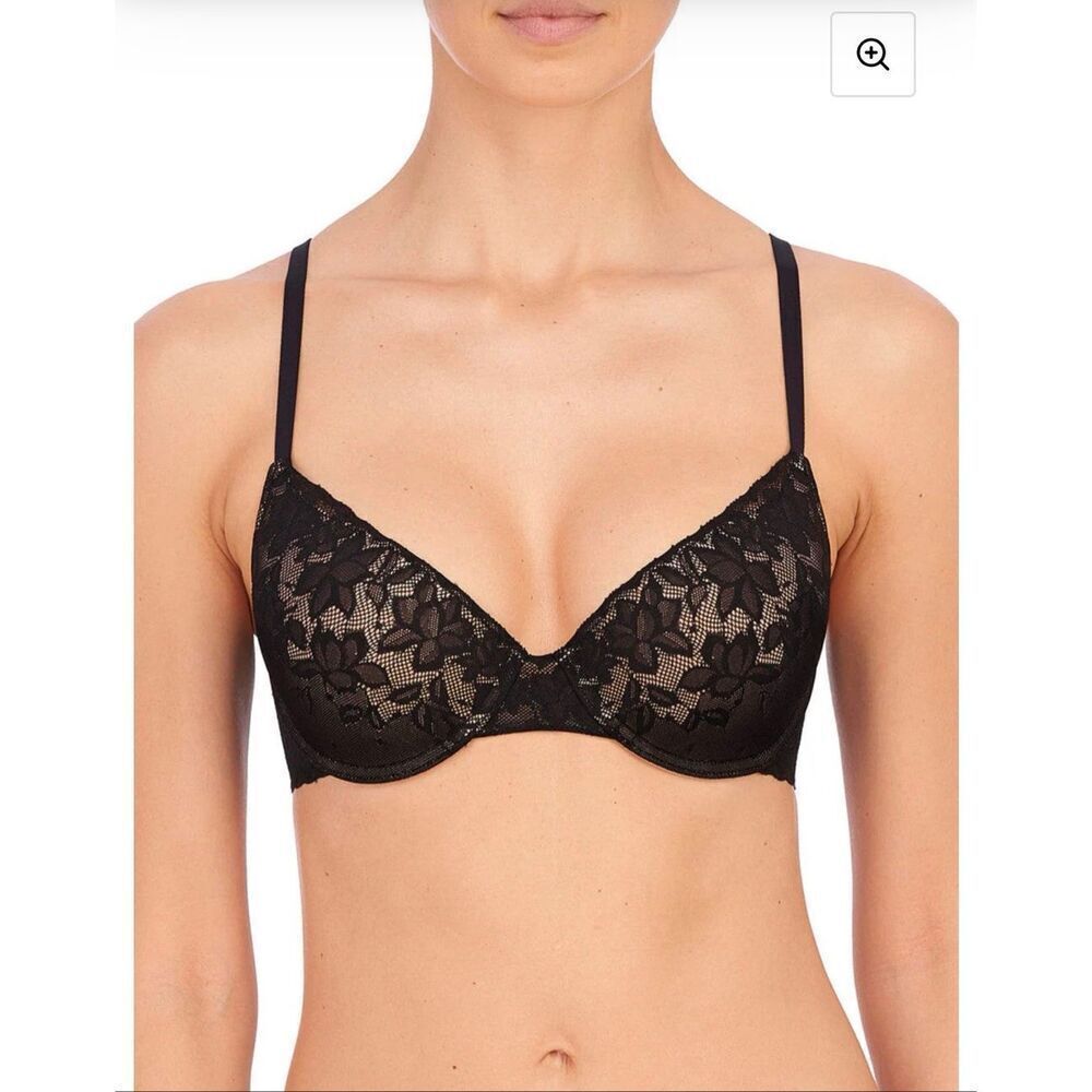 C9 Natori Sheer Glamour Full Fit Contour Underwire Bra black cafe lace size 32C